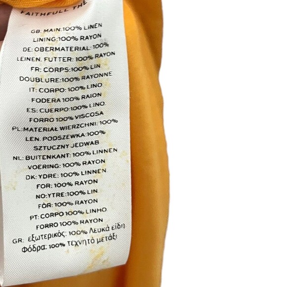 Faithfull La Mia Maxi Dress Women’s Size 4 Orange Tie Front Puff Sleeve Cut Out - Picture 10 of 14